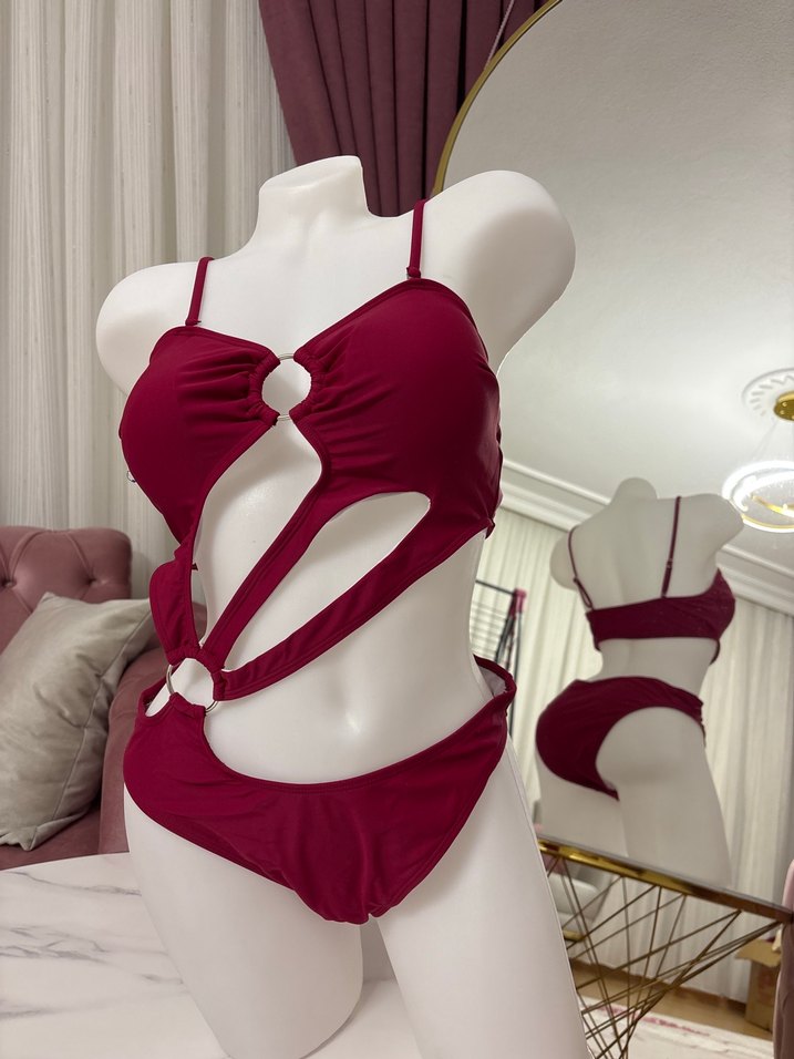 Koyu Pembe Mini Strappy Kadın Mayo - Görsel 2