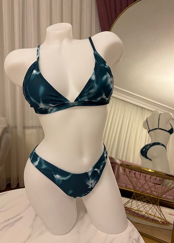 Uzun Kollu Transparan Batik Desenli bikini takımı - Görsel 4