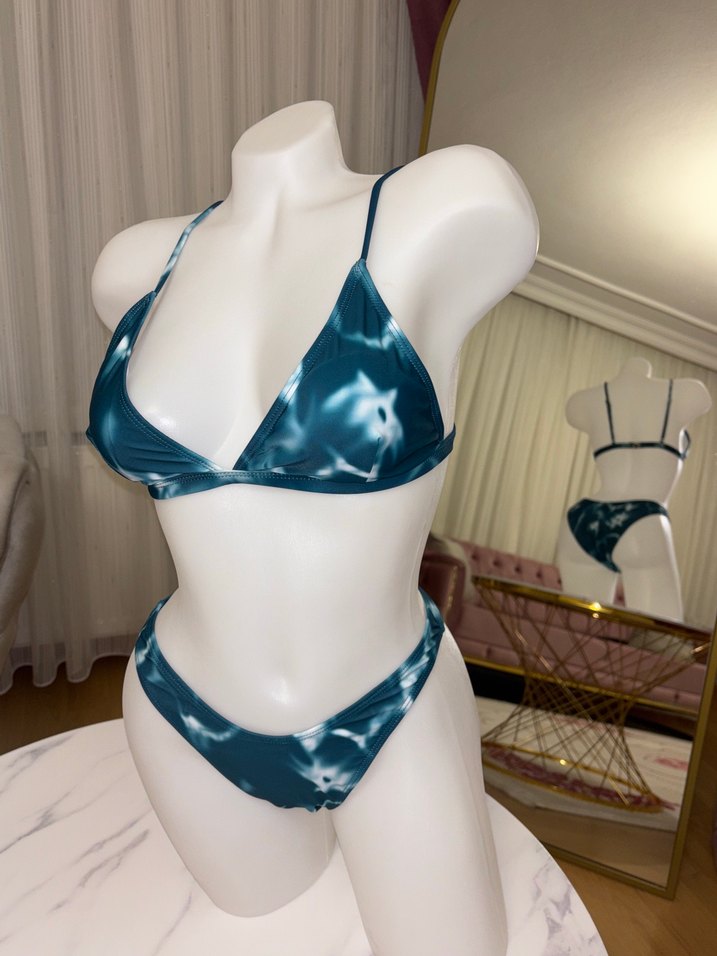 Uzun Kollu Transparan Batik Desenli bikini takımı - Görsel 3