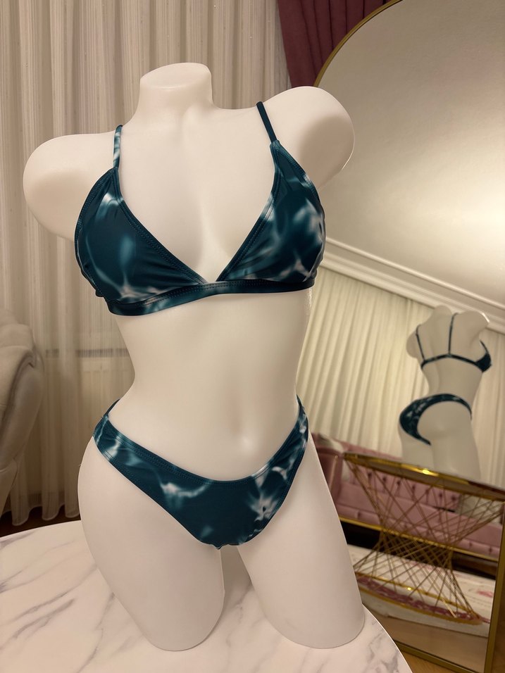 Uzun Kollu Transparan Batik Desenli bikini takımı - Görsel 4