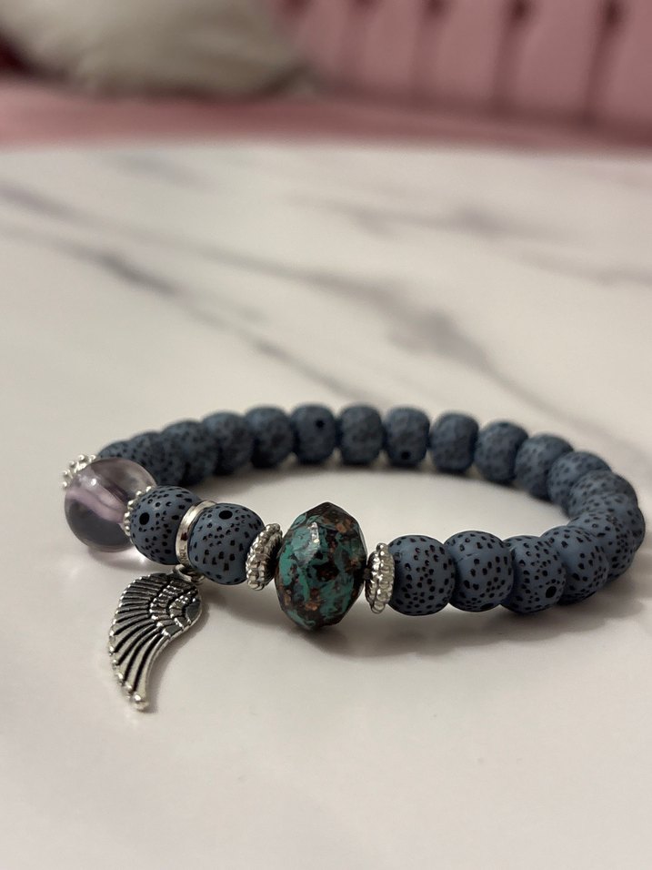 Bohem Gri Yılan Desenli Boncuklu Bileklik - Görsel 3