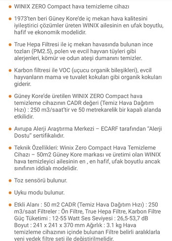 Winix Zero Compact Hava Temizleyici - Görsel 5