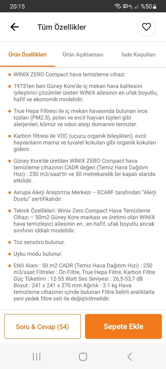 Winix Zero Compact Hava Temizleyici - Görsel 5