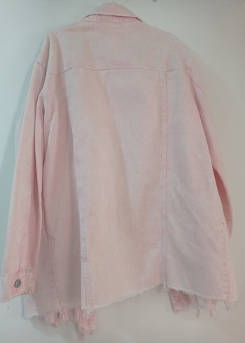 42 Beden DİLVİN KOT CEKET-Pudra Pembe Düğmeli Kadın Denim Ceket