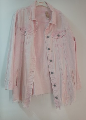 DİLVİN KOT CEKET-Pudra Pembe Düğmeli Kadın Denim Ceket