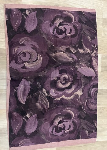 Mor Vintage Desenli İpek Kadın Şal - Görsel 2