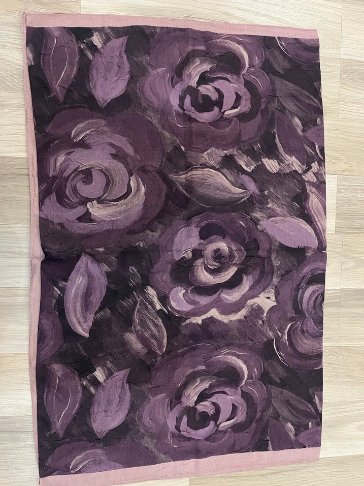 Mor Vintage Desenli İpek Kadın Şal - Görsel 2