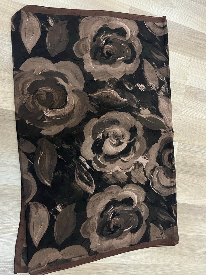 Kahverengi Vintage İpek Şal - Görsel 2