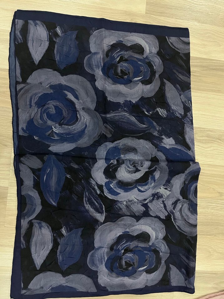 Bohem Tarzda Mavi İpek Şal - Görsel 2