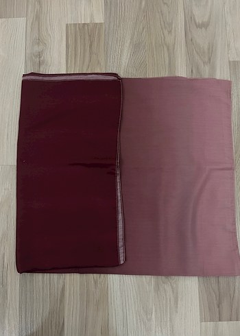 Bordo Parlak Kadın Saten Şal - Görsel 2