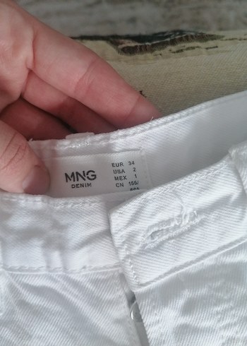 Mango Beyaz Regular Fit Kot Pantolon yüksek bel