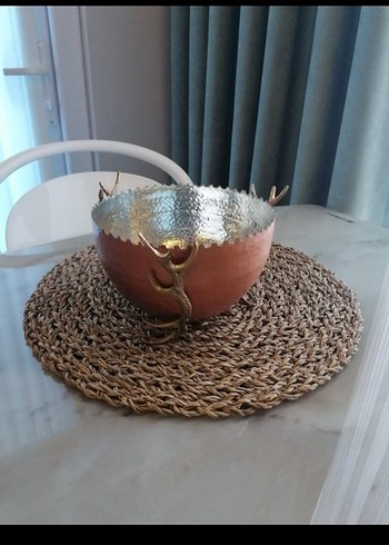 Bakır Koyu Kahverengi Dekoratif kase - Görsel 6