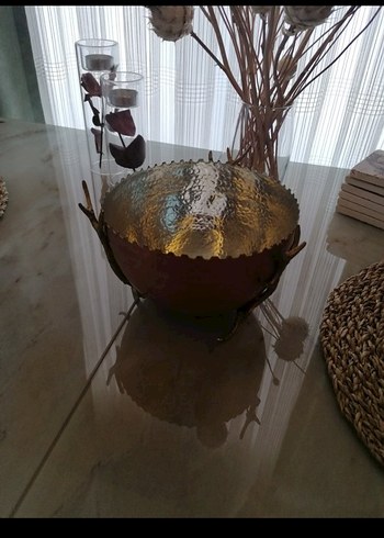 Bakır Koyu Kahverengi Dekoratif kase - Görsel 5