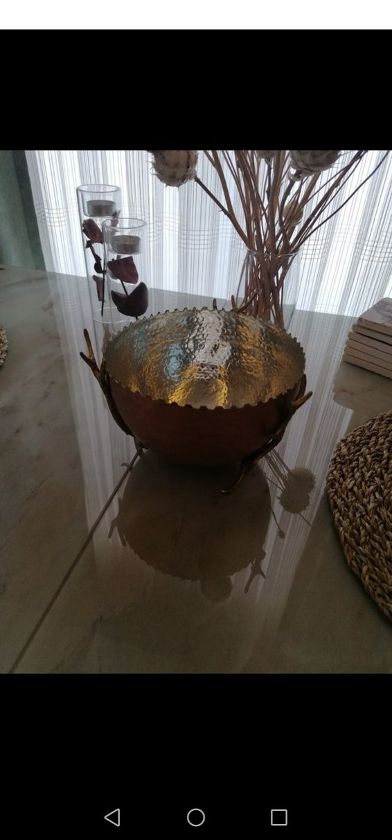 Bakır Koyu Kahverengi Dekoratif kase - Görsel 5