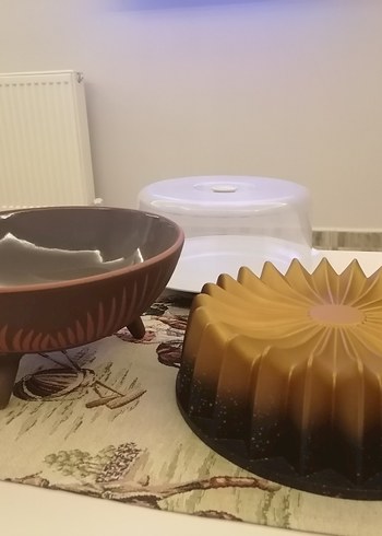 Kahverengi Kek Kalıbı ve Kapaklı Saklama Kabı servis tabağı - Görsel 4