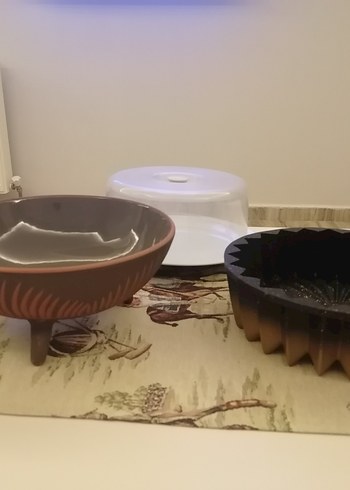 Kahverengi Kek Kalıbı ve Kapaklı Saklama Kabı servis tabağı - Görsel 3