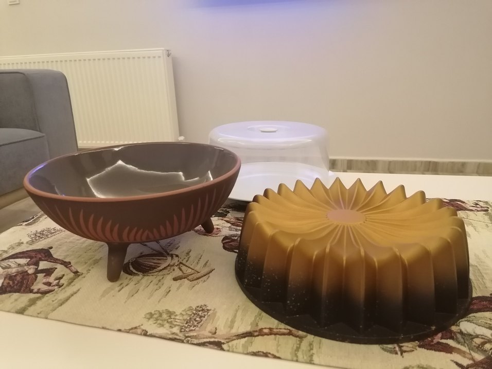 Kahverengi Kek Kalıbı ve Kapaklı Saklama Kabı servis tabağı - Görsel 4