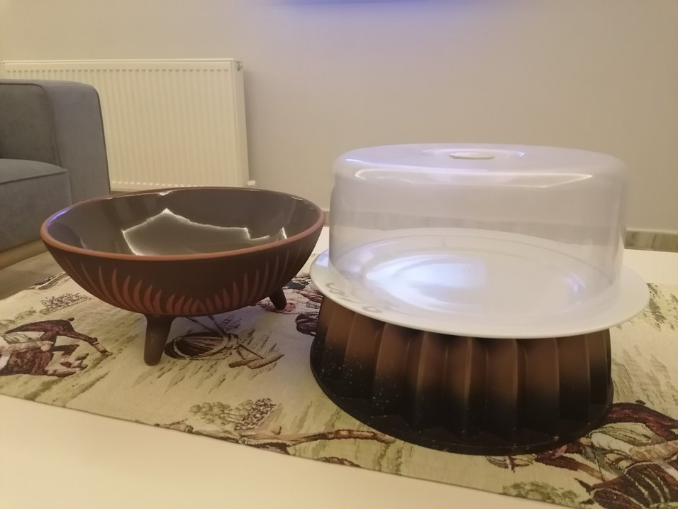 Kahverengi Kek Kalıbı ve Kapaklı Saklama Kabı servis tabağı - Görsel 5