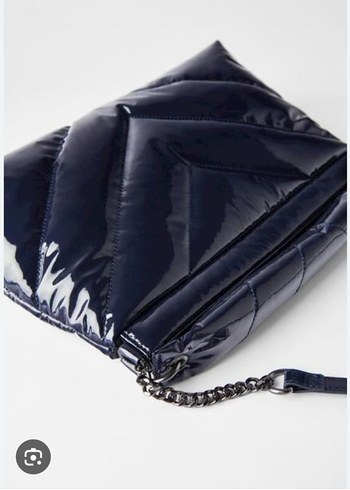 Zara Parlak Mavi Zincir Detaylı Kadın Çanta - Görsel 4