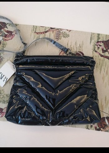 Zara Parlak Mavi Zincir Detaylı Kadın Çanta - Görsel 8