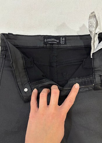 Kadın Siyah mumlu Deri Kemerli Skinny Pantolon - Görsel 10