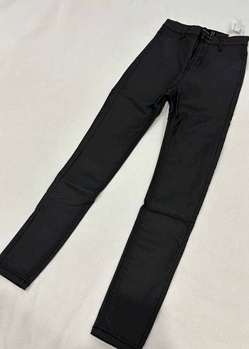 Kadın Siyah mumlu Deri Kemerli Skinny Pantolon - Görsel 6