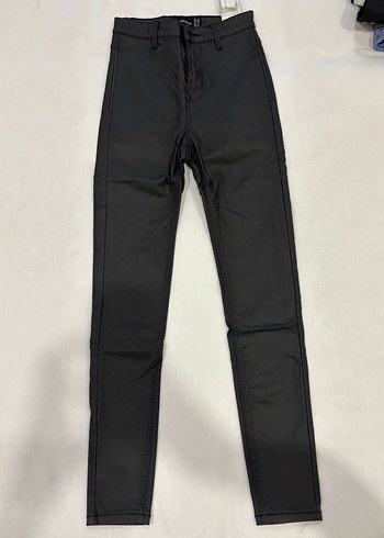 Kadın Siyah mumlu Deri Kemerli Skinny Pantolon - Görsel 7