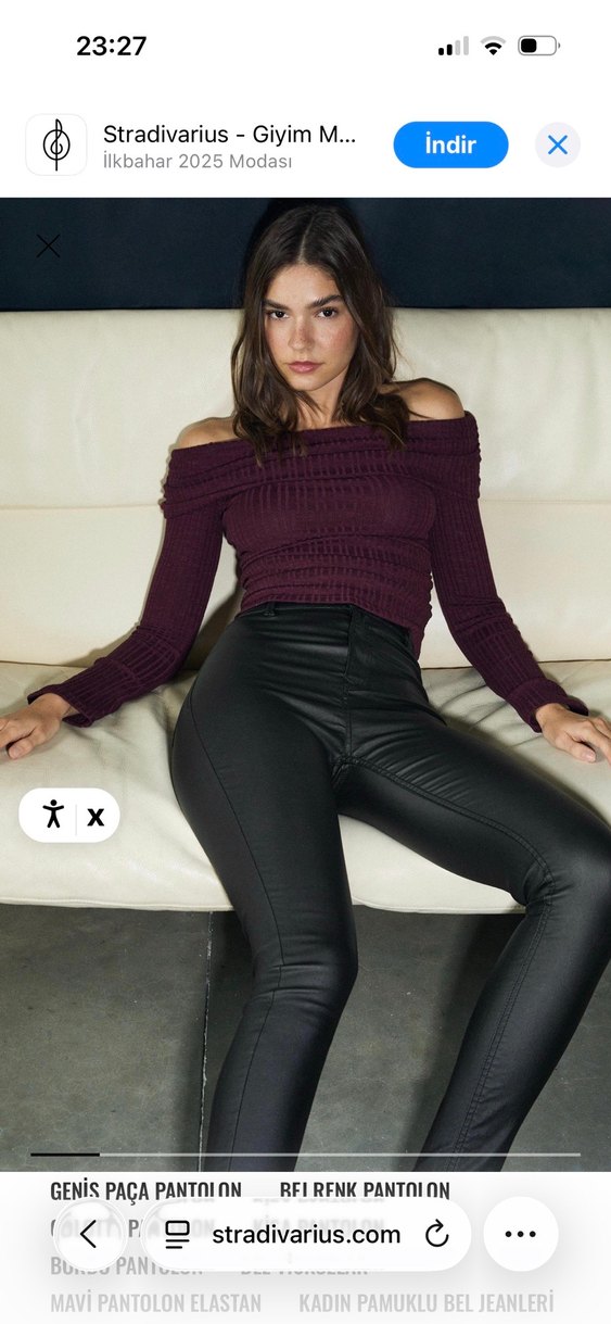 Kadın Siyah mumlu Deri Kemerli Skinny Pantolon - Görsel 2