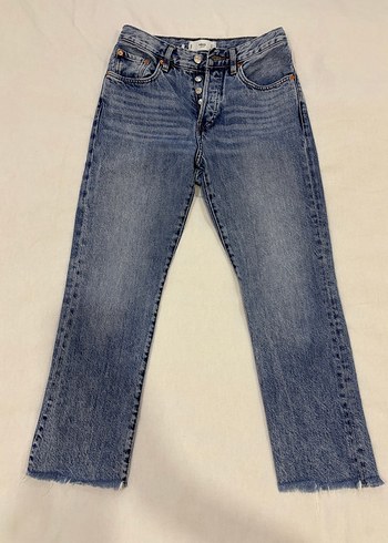 Kadın Gri Normal Kesim Midi Kot Pantolon - Görsel 7