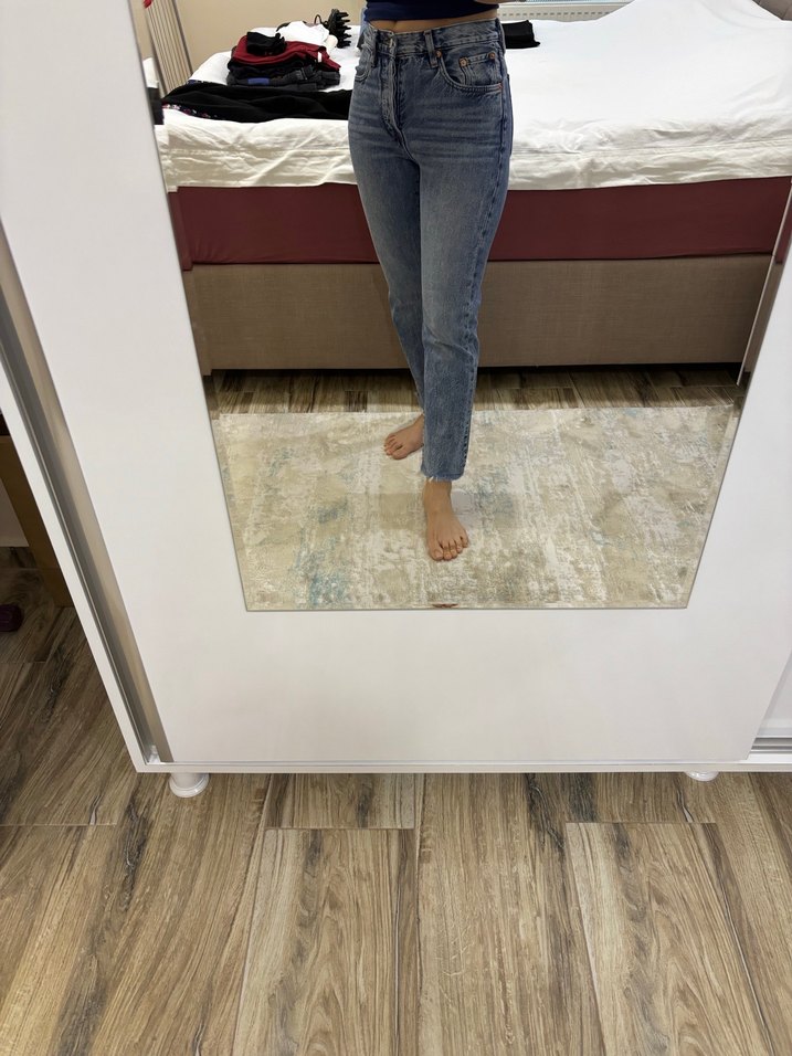 Kadın Gri Normal Kesim Midi Kot Pantolon - Görsel 5