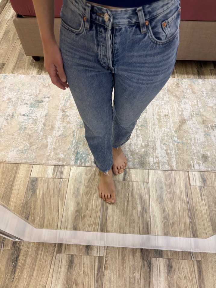 Kadın Gri Normal Kesim Midi Kot Pantolon - Görsel 3