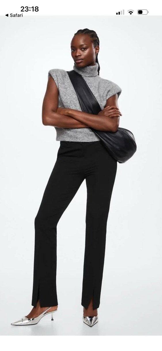 Kadın Siyah Midi Kumaş Pantolon - Görsel 3