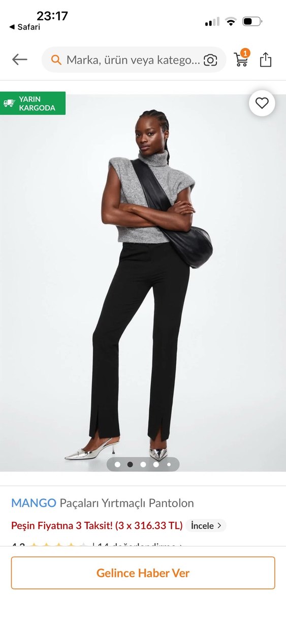 Kadın Siyah Midi Kumaş Pantolon - Görsel 4