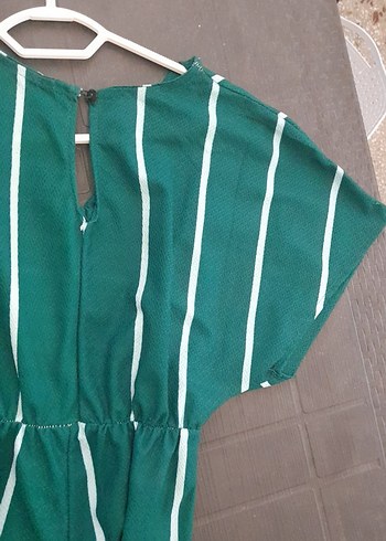 Yeşil Çizgili Uzun Kadın Tulum - Görsel 4