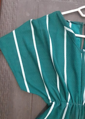 Yeşil Çizgili Uzun Kadın Tulum - Görsel 3