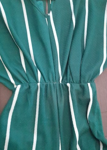 Yeşil Çizgili Uzun Kadın Tulum - Görsel 2