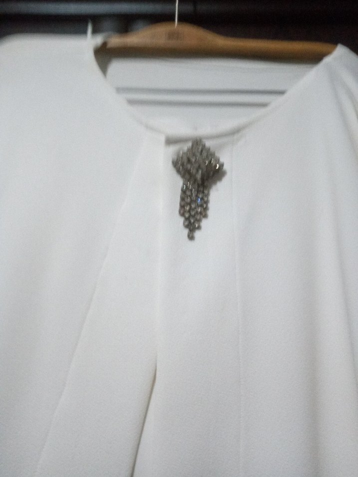 Beyaz Midi 3lü takım ceket etek ve pantolon - Görsel 2