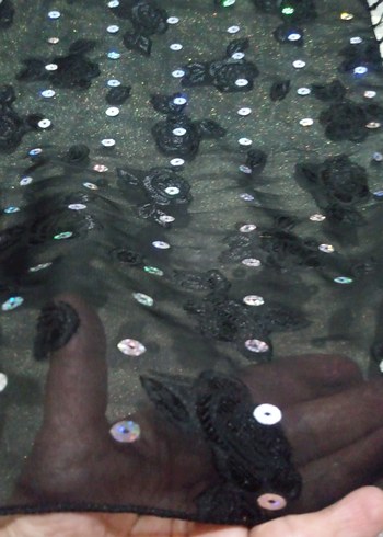 Boncuk İşlemeli Siyah Bohem Kadın Şal - Görsel 4