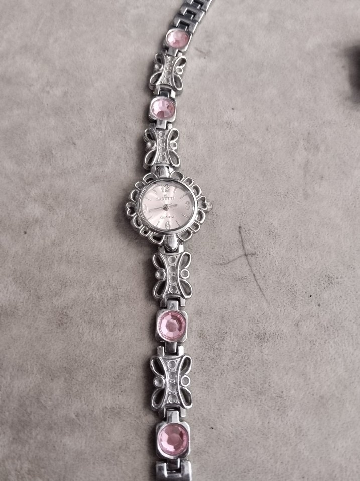 Pembe Taşlı Zincir Detaylı Vintage Kadın Saati - Görsel 2