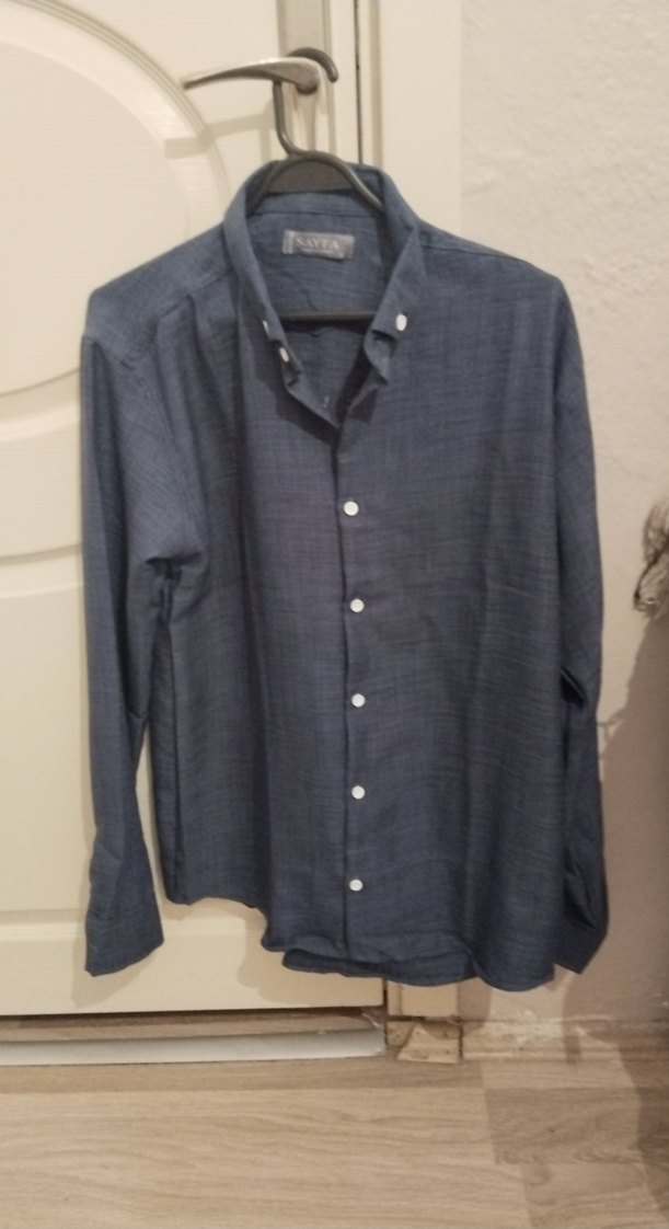 lacivert Denim Erkek Gömlek, Düğmeli, Regular Fit - Görsel 2