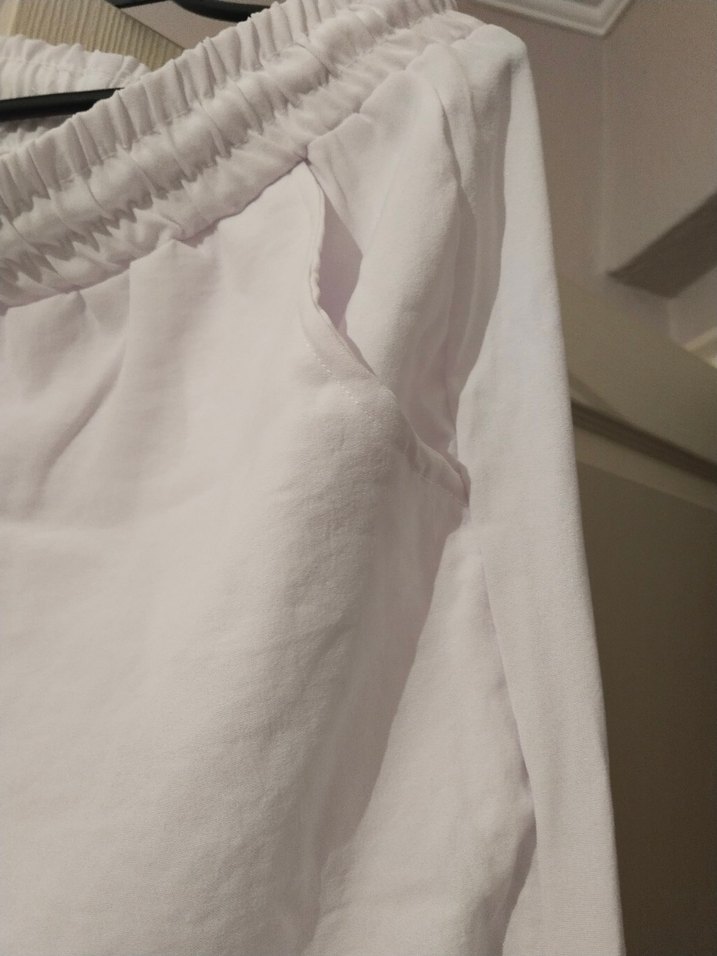 Beyaz Erkek Rahat Kesim Keten Eşofman - Görsel 3