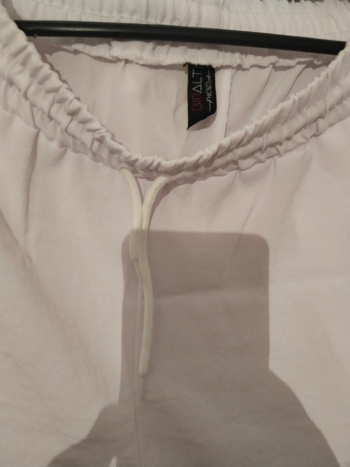 Beyaz Erkek Rahat Kesim Keten Eşofman - Görsel 2