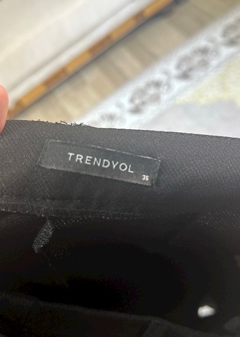36 Beden Siyah Pilili Kadın Kumaş Pantolon