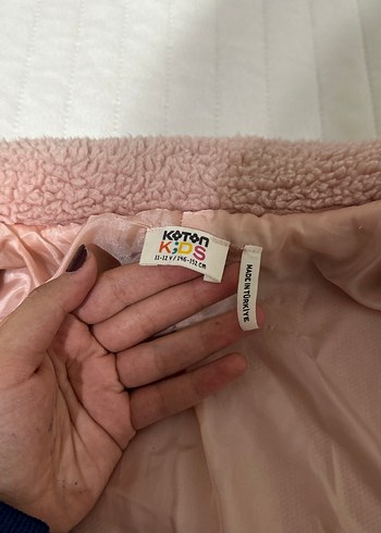 11-12 Yaş Beden Düğmeli Pudra Pembe Kız Çocuk Kaban