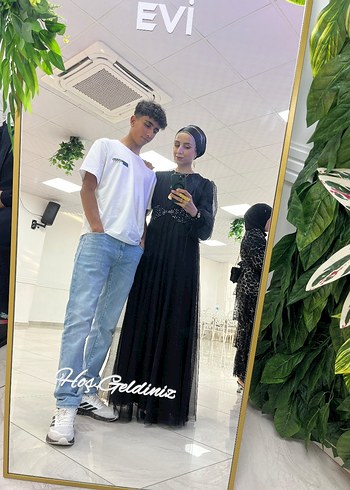38 Beden Uzun Siyah Gotik Abiye Elbise