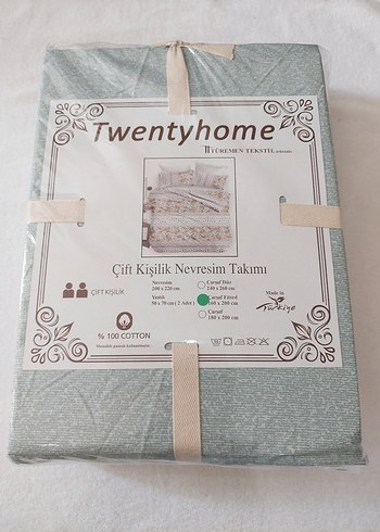 Diğer Beyaz Yaprak Desenli Çift Kişilik Nevresim Takımı