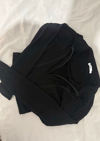 Siyah Yarım Fermuarlı Mini Crop Top - Görsel 2