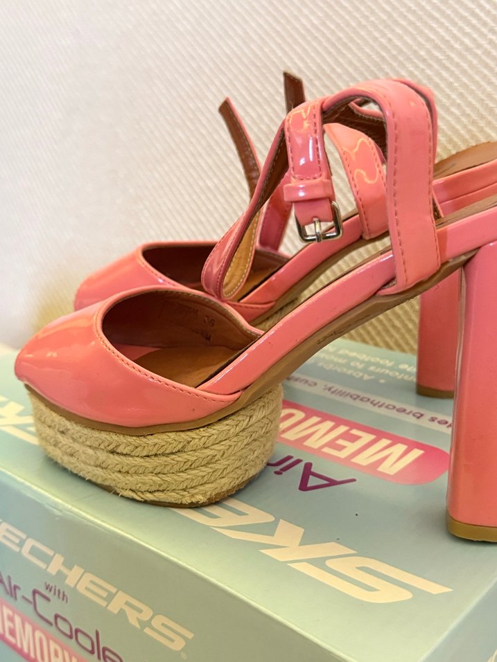 Pembe Rugan Platform Topuklu Kadın Ayakkabı - Görsel 2