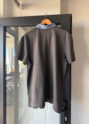 Mavi Gri Denim Yaka Düğmeli Erkek Polo Tişört