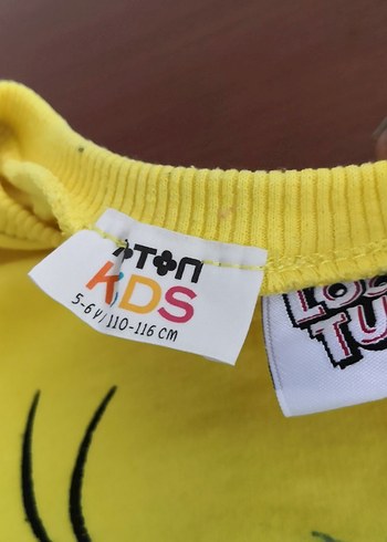 Koton Sarı Kız Çocuk Sweatshirt, Baskılı, Puff Kollu